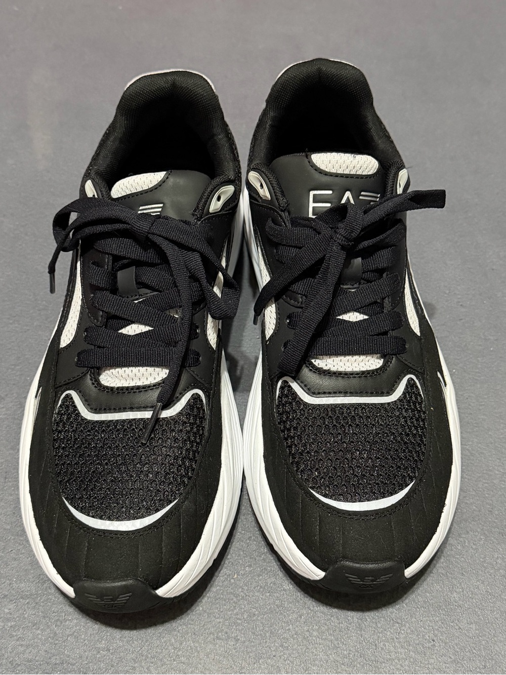 EA7 Emporio Armani Crusher Sonic Trainers Black & White Athletic Sneakers Shoes